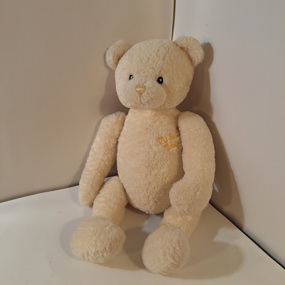 Baby Gund My First Teddy Plush   Pastel Yellow Stuffed Animal Missing Necktie‎